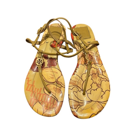 Tory Burch Emmy T Strap Floral Sandals Size 7 - Picture 1 of 11